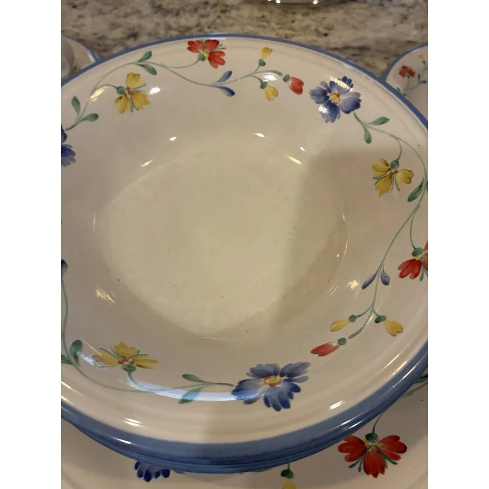 Savoir Vivre Summer Garden Set- Platter, Creamer, Bowls, Saucer Cup Set of 16